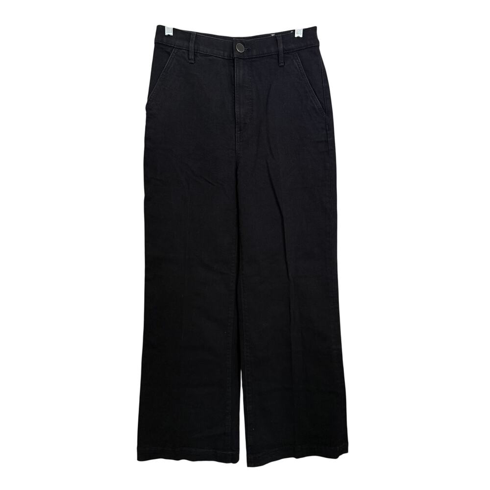 NWT Ann Taylor Black The Trouser Wide-Leg Denim Jeans High Rise Pants Minimal-2